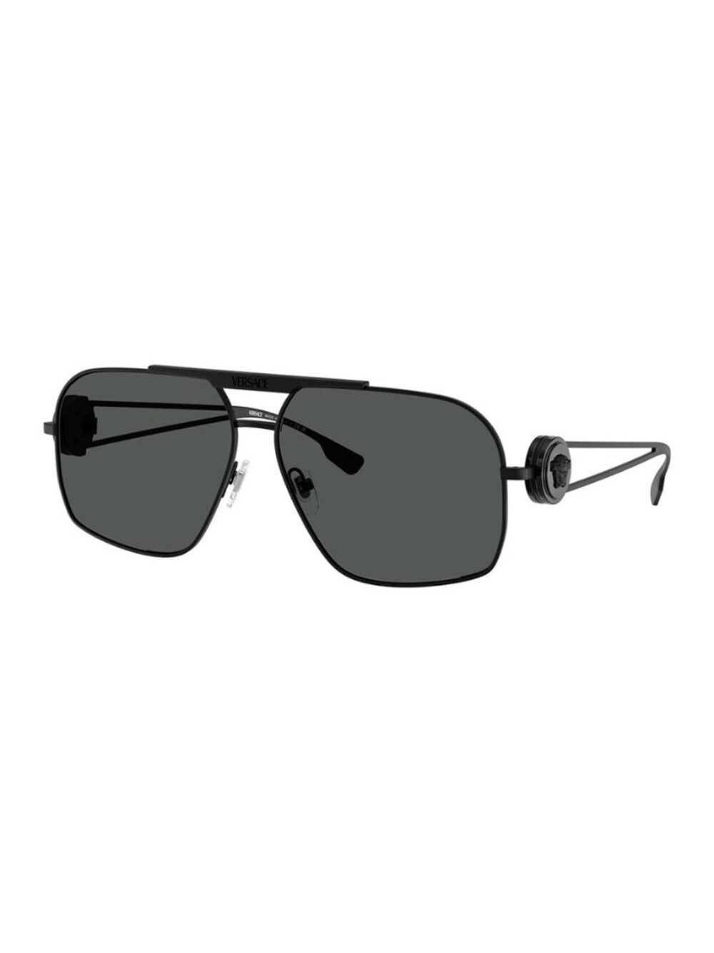 New Authentic Versace Men's Matte Black Square Metal Sunglasses